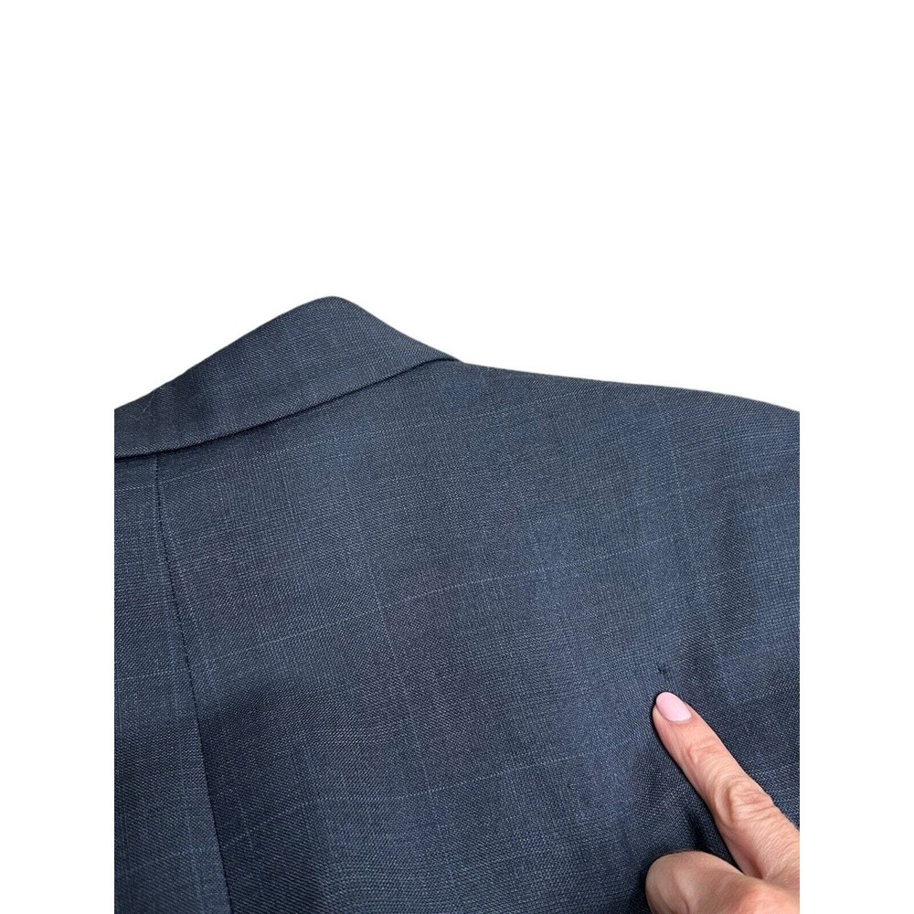 Lauren Ralph Lauren Men's 46R Navy Blue Plaid 100% Wool 2 Button Blazer Jacket - Picture 4 of 11